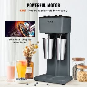 VEVOR Milkshake Maker, 375W x 2 Electric Milkshake Machine, Double Heads Drink Mixer Blender Machine, 3-Speed Milkshake Mixer with 2 x 820 ml Stainles