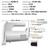 VEVOR Digital Electric Hand Mixer, 5-Speed, 200W Portable Electric Handheld Mixer, with Turbo Boost Beaters Dough Hooks Whisks Storage Bag, Baking Sup
