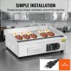 VEVOR Commercial Electric Griddle, 1600W Countertop Half-Flat Top Grill, 122℉-572℉ Adjustable Temp, 21.26x11.81x0.39in Stainless Steel Griddle Grill w