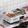 VEVOR Commercial Electric Griddle, 1600W Countertop Half-Flat Top Grill, 122℉-572℉ Adjustable Temp, 21.26x11.81x0.39in Stainless Steel Griddle Grill w