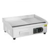 VEVOR Commercial Electric Griddle, 1600W Countertop Half-Flat Top Grill, 122℉-572℉ Adjustable Temp, 21.26x11.81x0.39in Stainless Steel Griddle Grill w
