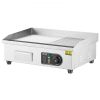 VEVOR Commercial Electric Griddle, 1600W Countertop Half-Flat Top Grill, 122℉-572℉ Adjustable Temp, 21.26x11.81x0.39in Stainless Steel Griddle Grill w