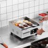 VEVOR Commercial Electric Griddle, 1700W Countertop Flat Top Grill, 122℉-572 ℉ Adjustable Temp, 14.17 x 11.81 x 0.39in Stainless Steel Griddle Grill w