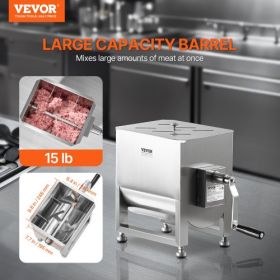 Manual Meat Mixer  Tank Mixing Max 15LB for Meat Sausage Mixer Machine Silver