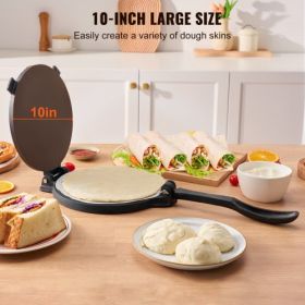 VEVOR Tortilla Press, 10 Inch Tortilla and Roti Maker, Cast Iron Heavy Duty Tortilladora Press, Pre-Seasoned Pataconera Maker with 100 Pcs Parchment P