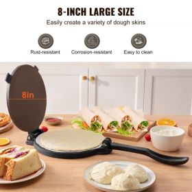 VEVOR Tortilla Press, 8 Inch Tortilla and Roti Maker, Cast Iron Heavy Duty Tortilladora Press, Pre-Seasoned Pataconera Maker with 100 Pcs Parchment Pa