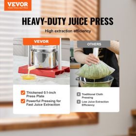 VEVOR Fruit Wine Press, 0.8 Gallon/3L, 2 Stainless Steel Barrels, Manual Juice Maker, Cider Apple Grape Tincture Vegetables Honey Olive Oil Making Pre