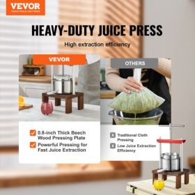 VEVOR Fruit Wine Press, 0.53 Gallon/2L, 2 Stainless Steel Barrels, Manual Juice Maker, Cider Apple Grape Tincture Vegetables Honey Olive Oil Making Pr