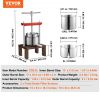 VEVOR Fruit Wine Press, 0.53 Gallon/2L, 2 Stainless Steel Barrels, Manual Juice Maker, Cider Apple Grape Tincture Vegetables Honey Olive Oil Making Pr