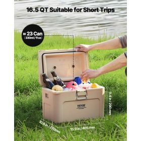 Portable Cooler 16.5 QT Insulated Hard Cooler 23 Can Capacity with Cup Holder