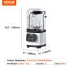 VEVOR Professional Blender with Shield, Commercial Countertop Blenders, 68 oz Jar Blender Combo, Stainless Steel 9 Speed & 5 Functions Blender, for Sh