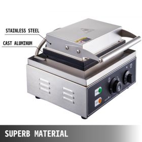 VEVOR 110V Commercial Waffle Donut Machine 6 Holes Double-Sided Heating 50-300℃, Electric Doughnut Maker 1550W, Non-stick Donut MakerTeflon-Coating fo