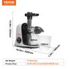 VEVOR Slow Masticating Juicer, Cold Press Juicer Machine with Reverse Function, Quiet Motor Slow Juicer, Juice Extractor Maker Easy to Clean with Brus