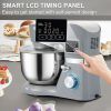 VEVOR Stand Mixer, 660W Electric Dough Mixer with 6 Speeds LCD Screen Timing, Tilt-Head Food Mixer with 5.8 Qt Stainless Steel Bowl, Dough Hook, Flat