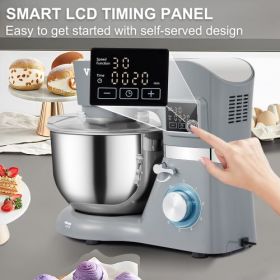 VEVOR Stand Mixer, 660W Electric Dough Mixer with 6 Speeds LCD Screen Timing, Tilt-Head Food Mixer with 5.8 Qt Stainless Steel Bowl, Dough Hook, Flat