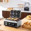 VEVOR Electric Donut Maker, 1550W Commercial Doughnut Machine with Non-stick Surface, 6 Holes Double-Sided Heating Waffle Machine Makes 6 Doughnuts, T