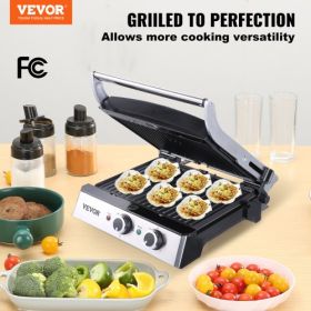 VEVOR Commercial Electric Griddle, 14.5" 1500W Indoor Countertop Grill, Stainless Steel Restaurant Teppanyaki Grill with Non Stick Iron Cooking Plate,