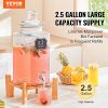 VEVOR Beverage Dispenser, 2.5 Gallon Drink Dispensers for Parties, Glass Juice Dispenser with Stand, Stainless Steel Spigot, Iced Tea Lemonade Juice W