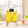 VEVOR Beverage Dispenser, 2.5 Gallon Drink Dispensers for Parties, Glass Juice Dispenser with Stand, Stainless Steel Spigot, Iced Tea Lemonade Juice W