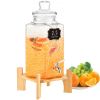 VEVOR Beverage Dispenser, 2.5 Gallon Drink Dispensers for Parties, Glass Juice Dispenser with Stand, Stainless Steel Spigot, Iced Tea Lemonade Juice W