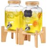 VEVOR Beverage Dispenser, 1 Gallon Drink Dispensers for Parties,2PC, Glass Juice Dispenser with Stand, Stainless Steel Spigot, Iced Tea Lemonade Juice