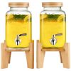VEVOR Beverage Dispenser, 1 Gallon Drink Dispensers for Parties,2PC, Glass Juice Dispenser with Stand, Stainless Steel Spigot, Iced Tea Lemonade Juice