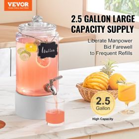 VEVOR Beverage Dispenser, 1 Gallon Drink Dispensers for Parties, Glass Juice Dispenser with Stainless Steel Spigot, Iced Tea Lemonade Juice Water Disp