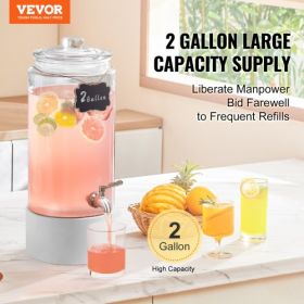 VEVOR Beverage Dispenser, 2 Gallon Drink Dispensers for Parties, Glass Juice Dispenser with Stainless Steel Spigot, Iced Tea Lemonade Juice Water Disp