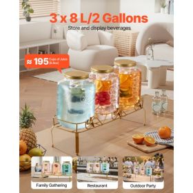Drink Dispenser 2 Gal Beverage Dispenser for Parties Glass with Stand 3PCS