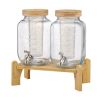 Drink Dispenser 1 Gal Beverage Dispenser for Parties Glass with Stand 2PCS