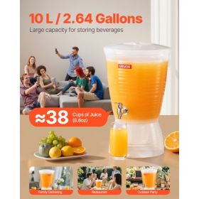 Drink Dispenser 2.64 Gal Beverage Dispenser for Parties Plastic with Spigot
