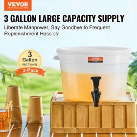 VEVOR Beverage Dispenser, 3 Gallon Drink Dispensers for Parties, Plastic Juice Dispenser with Spigot and Lid, Iced Tea Lemonade Juice Water Dispenser,