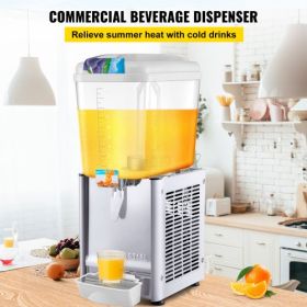 VEVOR Commercial Beverage Dispenser, 4.8 Gallon 1 Tank Cold Beverage Dispenser, 200W Food Grade Material Stainless Steel Commercial Juice Dispenser Wi