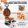 VEVOR 2-Layer Waffle Maker, 2 Pieces per Batch, 1400W Round Waffle Iron, Non-Stick Waffle Baker Machine with 122-572℉ / 50-300℃ Temp Range Teflon-Coat