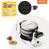 VEVOR 2-Layer Waffle Maker, 2 Pieces per Batch, 1400W Round Waffle Iron, Non-Stick Waffle Baker Machine with 122-572℉ / 50-300℃ Temp Range Teflon-Coat