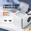 VEVOR Countertop Ice Maker, 9 Cubes Ready in 7 Mins, 26lbs in 24Hrs, Self-Cleaning Portable Ice Maker with Ice Scoop and Basket, Stainless Steel Ice M