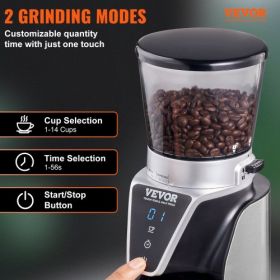 VEVOR Conical Burr Grinder, Electric Adjustable Burr Mill with 51 Precise Grind Setting, 9.7-Ounce 13 Cups Coffee Bean Grinder, Perfect for Drip, Moch