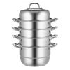 VEVOR 5-Tier Stainless Steel Steamer, 11'' Multi-Layer Cookware Pot with Handles on Both Sides, Work with Gas, Electric, Grill Stove Top, Dia-28cm, Sl