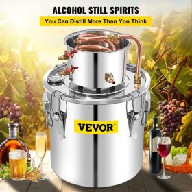 VEVOR Alcohol Still, 50L Distillery Kit w/Condenser & Pump, 13.2Gal Alcohol Still w/Copper Tube, Whiskey Distilling Kit w/Build-in Thermometer, Whiske