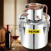 VEVOR Alcohol Still, 50L Distillery Kit w/Condenser & Pump, 13.2Gal Alcohol Still w/Copper Tube, Whiskey Distilling Kit w/Build-in Thermometer, Whiske