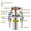 VEVOR Alcohol Still, 50L Distillery Kit w/Condenser & Pump, 13.2Gal Alcohol Still w/Copper Tube, Whiskey Distilling Kit w/Build-in Thermometer, Whiske