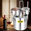 VEVOR Alcohol Still, 13.2Gal / 50L Stainless Steel Water Alcohol Distiller Copper Tube Home Brewing Kit Build-in Thermometer for DIY Whisky Wine Brand