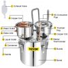 VEVOR Alcohol Still, 13.2Gal / 50L Stainless Steel Water Alcohol Distiller Copper Tube Home Brewing Kit Build-in Thermometer for DIY Whisky Wine Brand