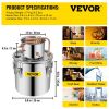 VEVOR Water Alcohol Distiller, 3 Gal, Distillery Kit w/Circulating Pump, Alcohol Still Copper Tube, Whiskey Distilling Kit w/Build-In Thermometer, Whi