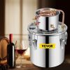 VEVOR Water Alcohol Distiller, 3 Gal, Distillery Kit w/Circulating Pump, Alcohol Still Copper Tube, Whiskey Distilling Kit w/Build-In Thermometer, Whi