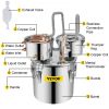 VEVOR Alcohol Still, 3 Gallon, Stainless Steel Alcohol Distiller with Copper Tube & Build-in Thermometer & Water Pump, Double Thumper Keg Home Brewing
