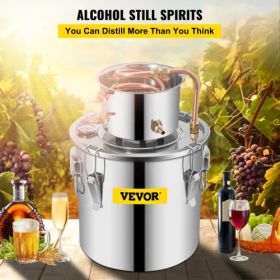 VEVOR 12L Water Alcohol Distiller 3GAL Copper Wine Making Boiler Multi Home DIY Brewing Distilling Kit for Fruit Wine, Water, Brandy, And Refining Pla