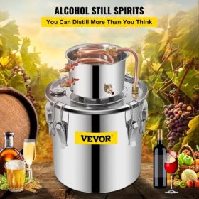 VEVOR Moonshine Still 5 Gal 21L, Distillery Kit with Circulating Pump, Alcohol Still Copper Tube, Whiskey Distilling Kit w/Build-In Thermometer, Whisk