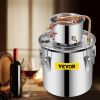 VEVOR Moonshine Still 5 Gal 21L, Distillery Kit with Circulating Pump, Alcohol Still Copper Tube, Whiskey Distilling Kit w/Build-In Thermometer, Whisk