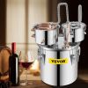 VEVOR Alcohol Still 5 Gal 19L Water Alcohol Distiller Copper Tube With Circulating Pump Home Brewing Kit Build-in Thermometer for DIY Whisky Wine Bran
